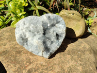 Polished Celestite Geode Heart x 1 From Sakoany, Madagascar