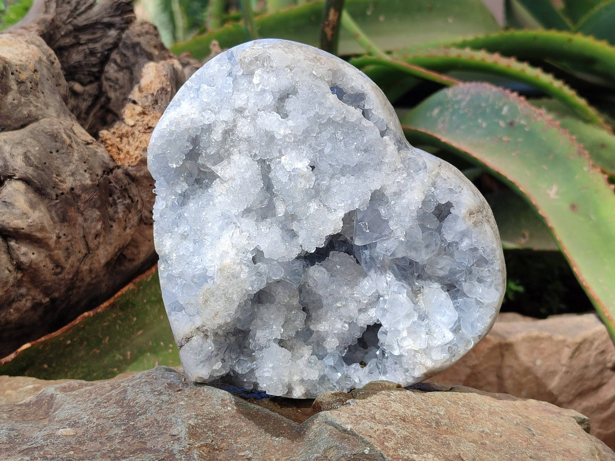 Polished Celestite Geode Heart x 1 From Sakoany, Madagascar - Toprock Gemstones and Minerals 