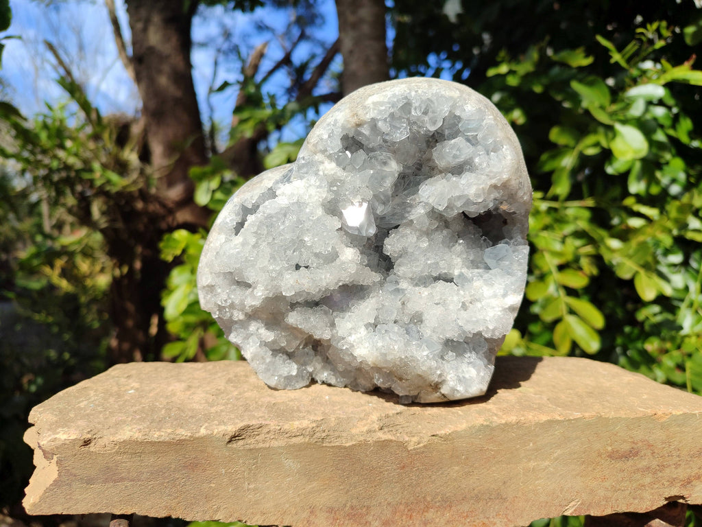 Polished Celestite Geode Heart x 1 From Sakoany, Madagascar - Toprock Gemstones and Minerals 