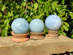 Polished Blue Calcite Spheres x 6 From Madagascar - Toprock Gemstones and Minerals 