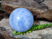 Polished Blue Calcite Spheres x 6 From Madagascar