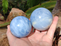 Polished Blue Calcite Spheres x 6 From Madagascar