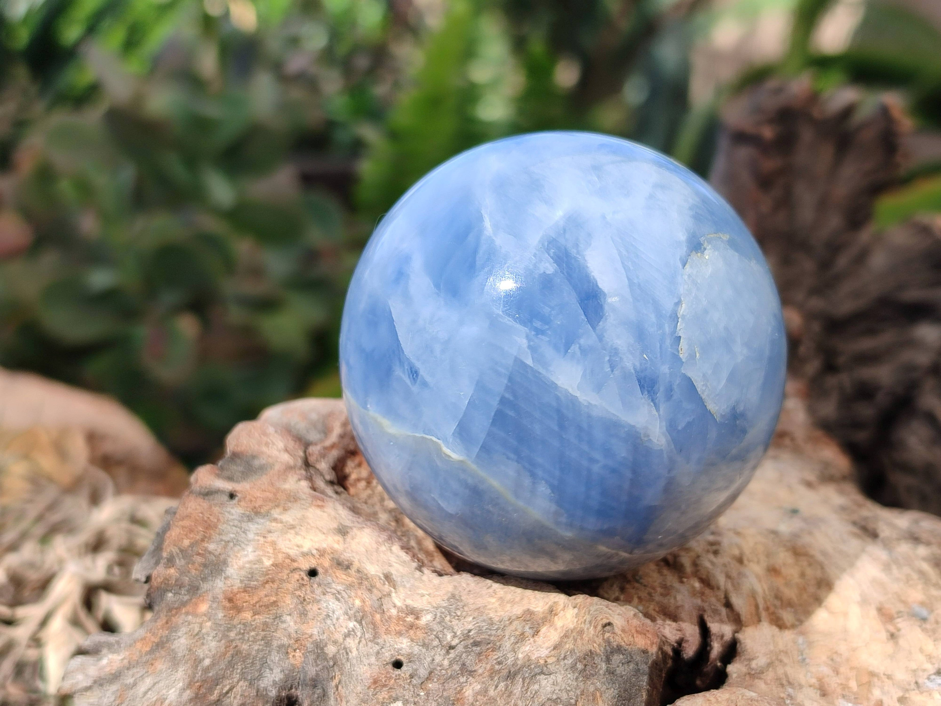 Polished Blue Calcite Spheres x 6 From Madagascar - Toprock Gemstones and Minerals 