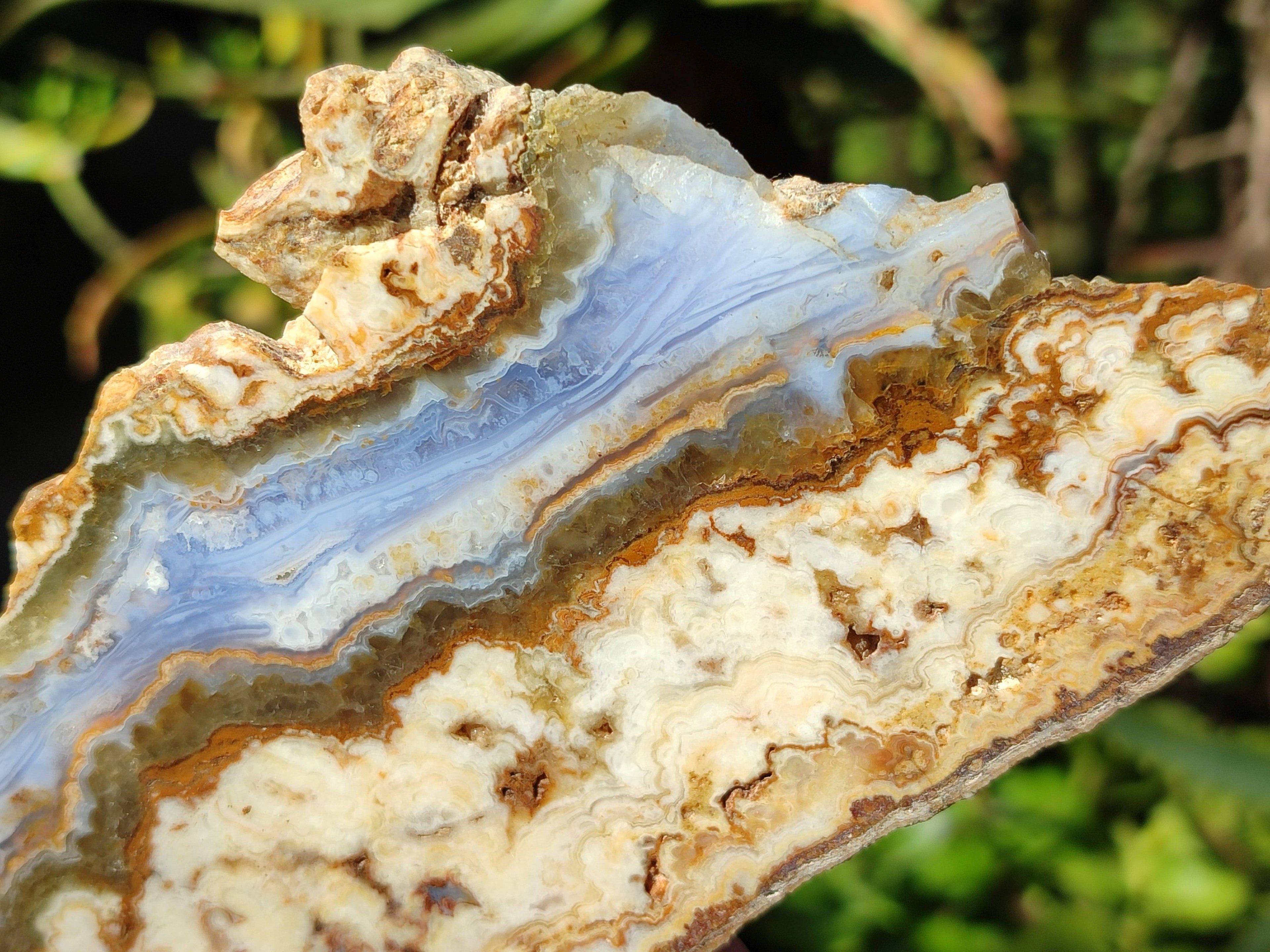 Polished On One Side 'Crazy' Blue Lace Agate x 7 From Namibia - Toprock Gemstones and Minerals 