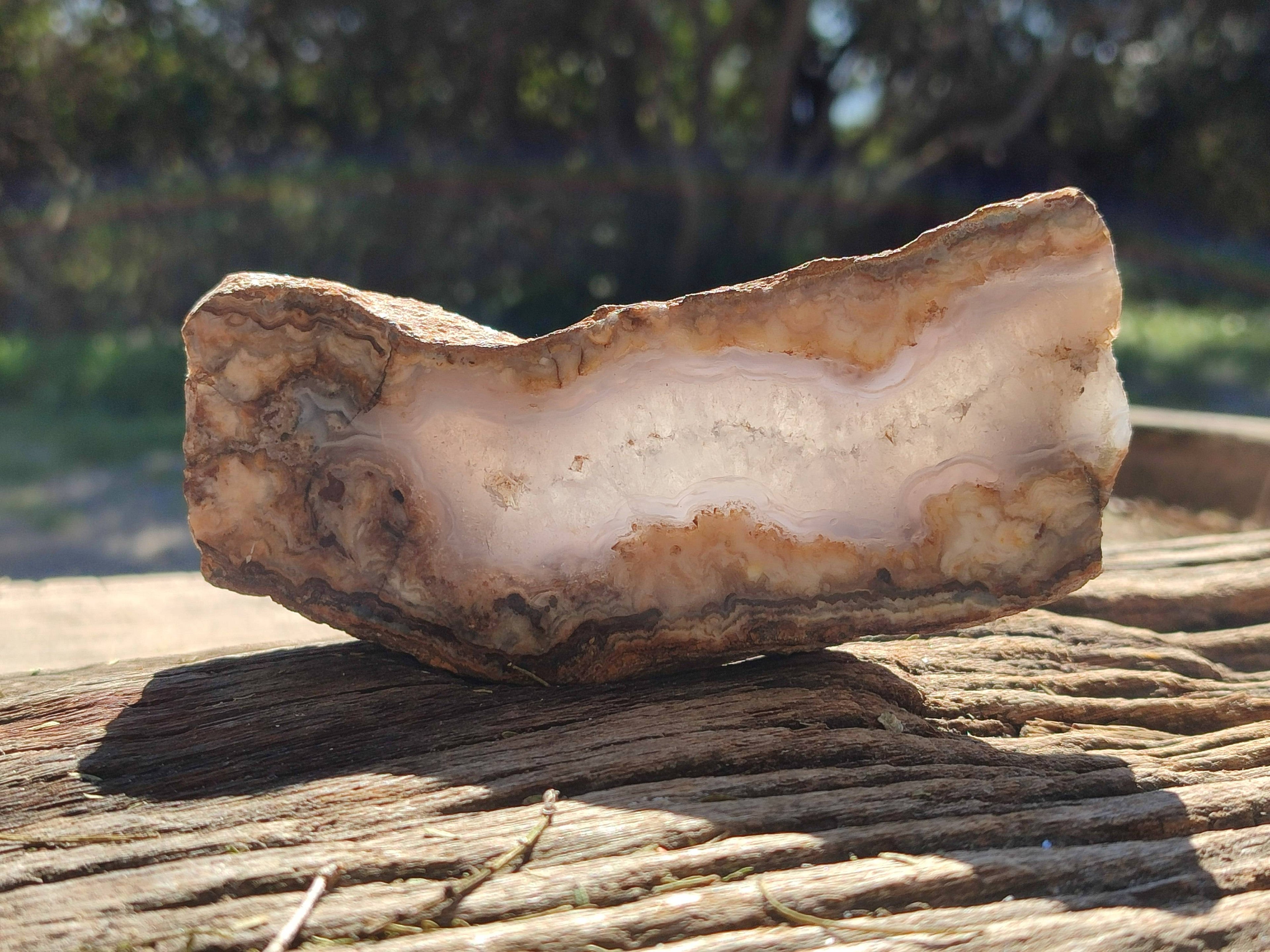 Polished On One Side 'Crazy' Blue Lace Agate x 7 From Namibia - Toprock Gemstones and Minerals 