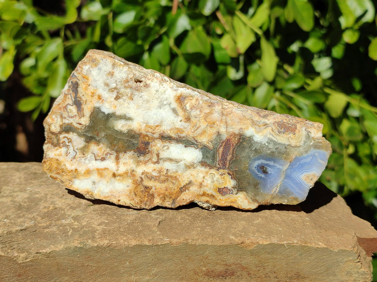 Polished On One Side 'Crazy' Blue Lace Agate x 7 From Namibia - Toprock Gemstones and Minerals 
