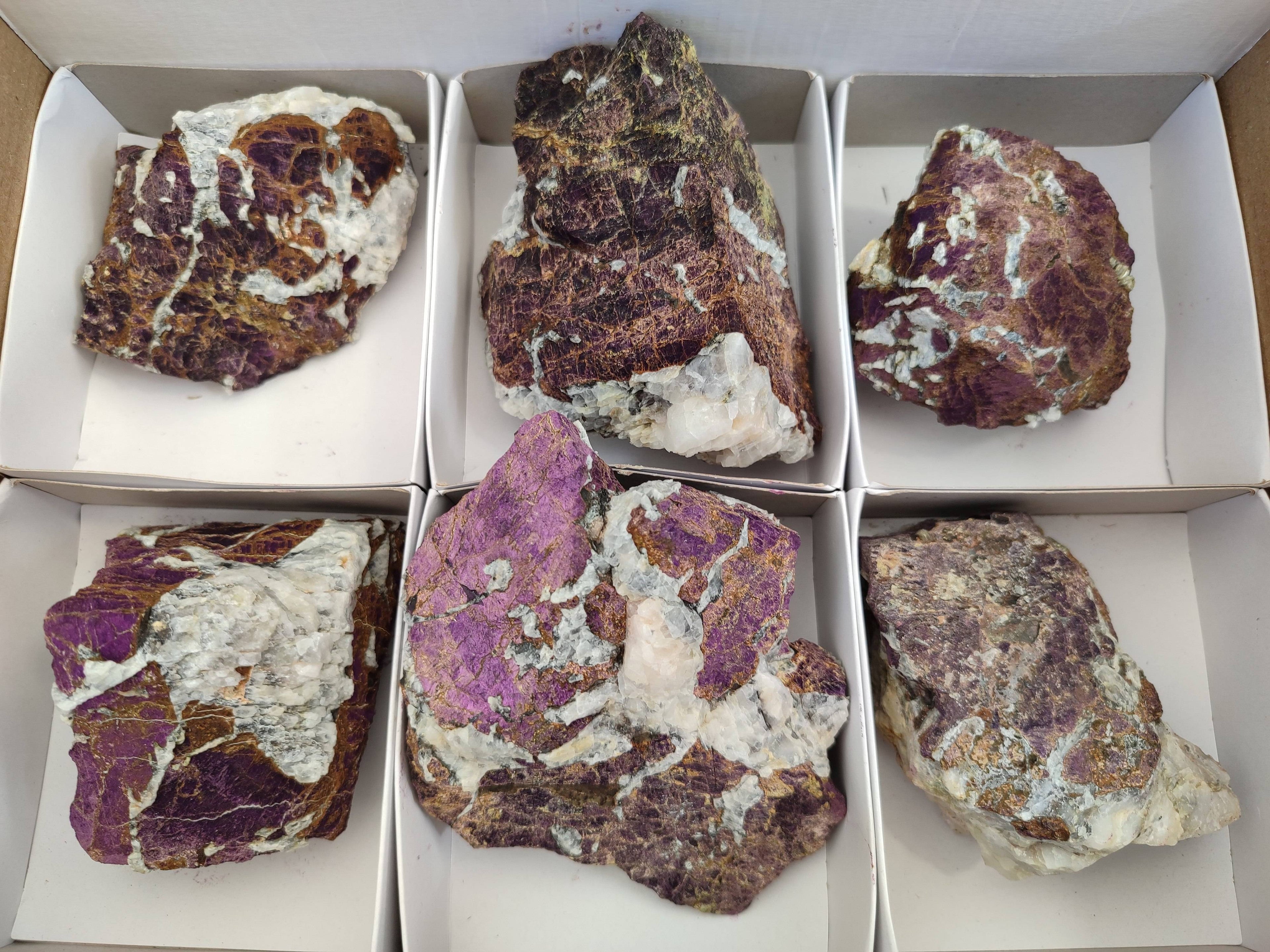 Natural Metallic Purpurite Cobbed Specimens x 6 From Erongo, Namibia - Toprock Gemstones and Minerals 