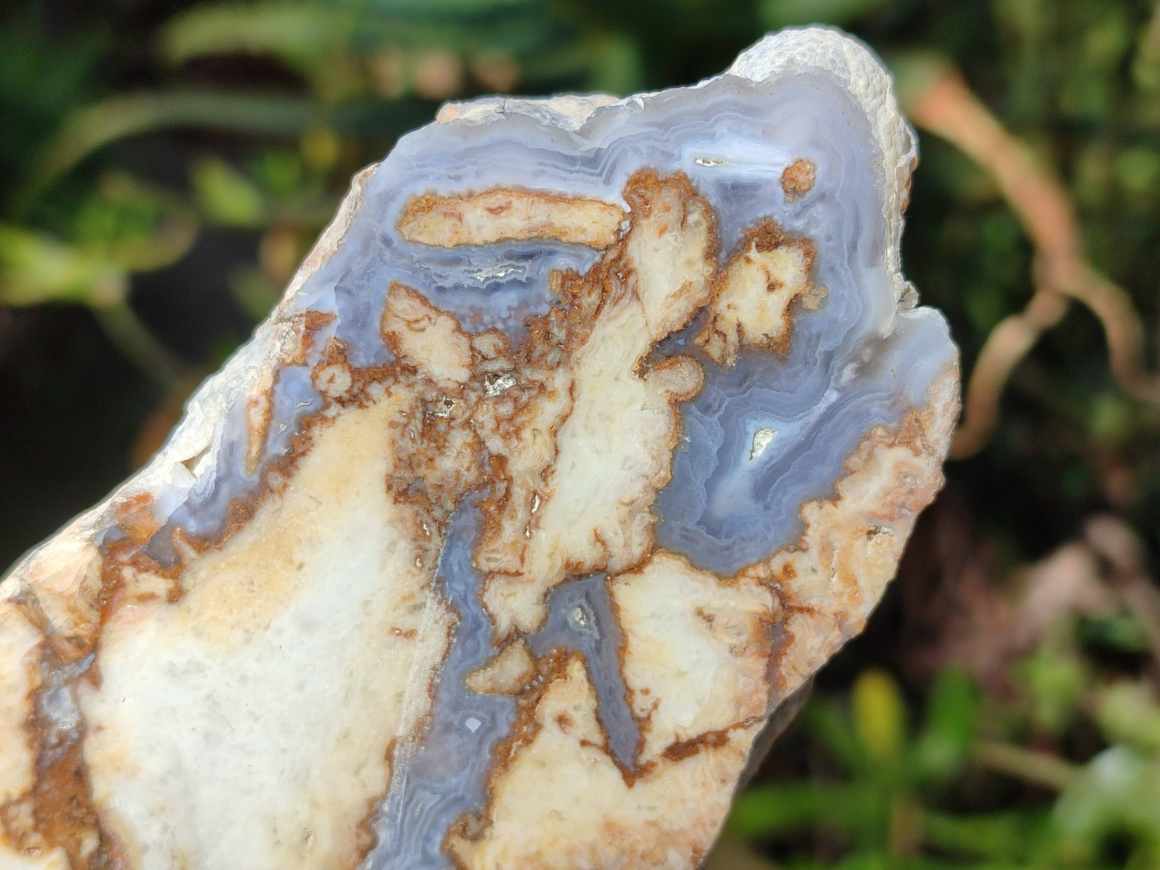 Polished On One Side 'Crazy' Blue Lace Agate x 4 From Namibia - Toprock Gemstones and Minerals 