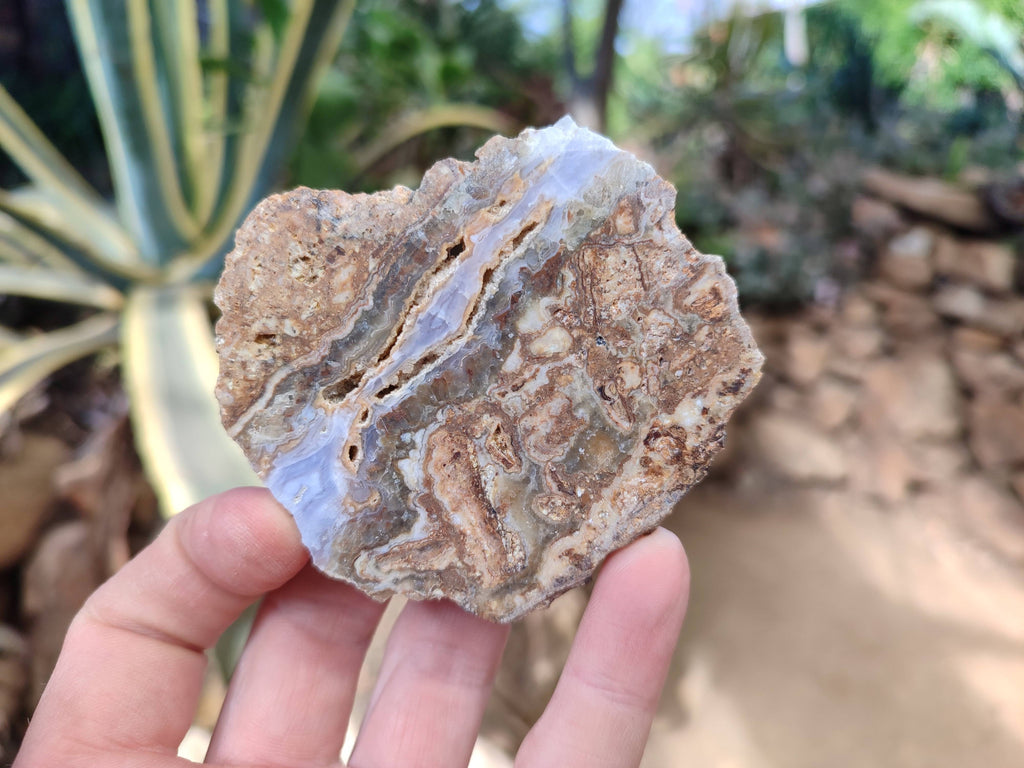 Polished On One Side 'Crazy' Blue Lace Agate x 4 From Namibia - Toprock Gemstones and Minerals 