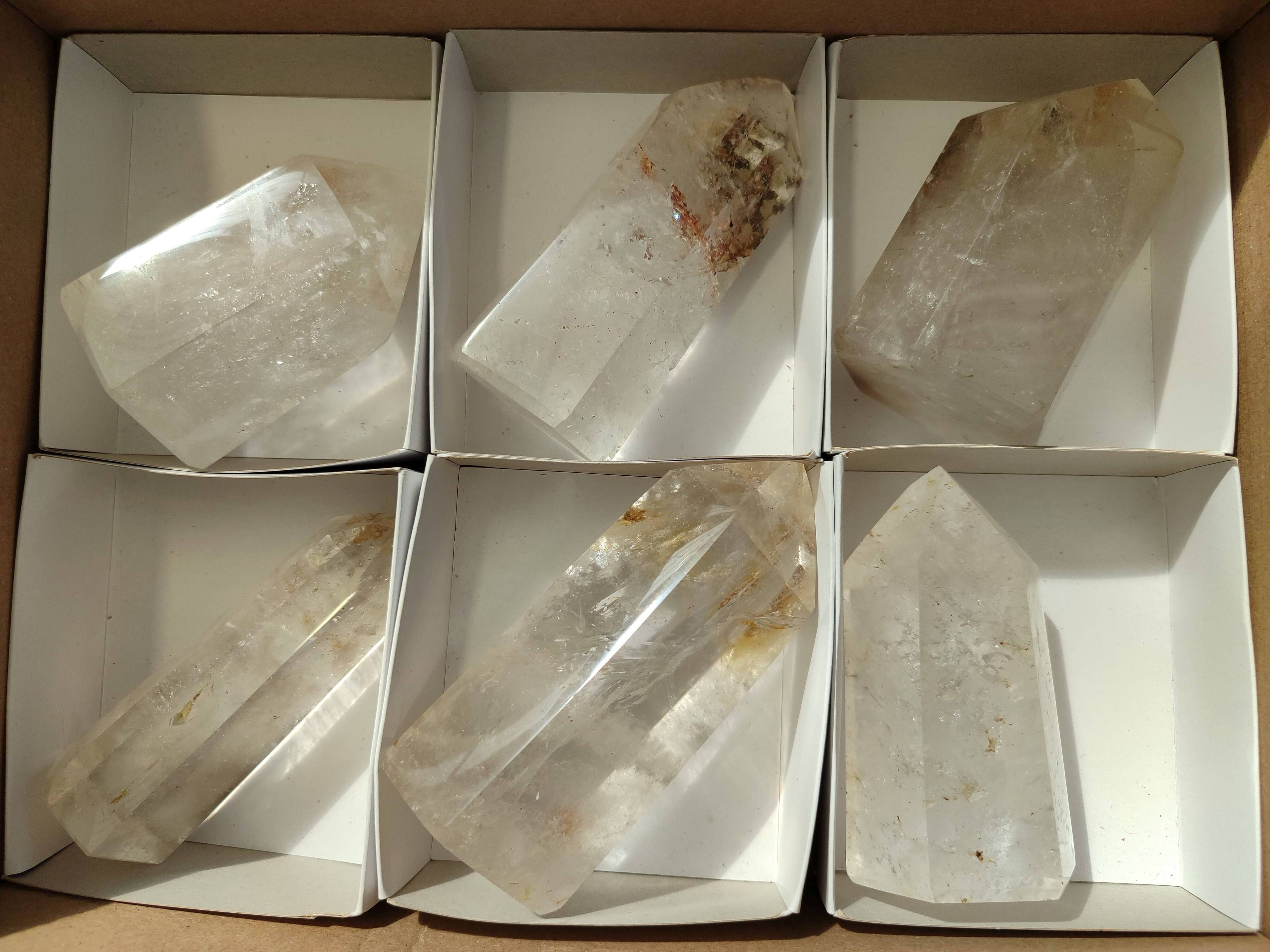 Polished Clear Quartz Crystals x 6 From Madagascar - Toprock Gemstones and Minerals 