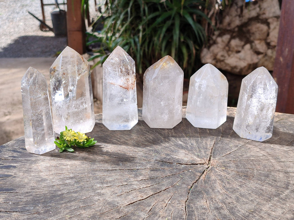 Polished Clear Quartz Crystals x 6 From Madagascar - Toprock Gemstones and Minerals 