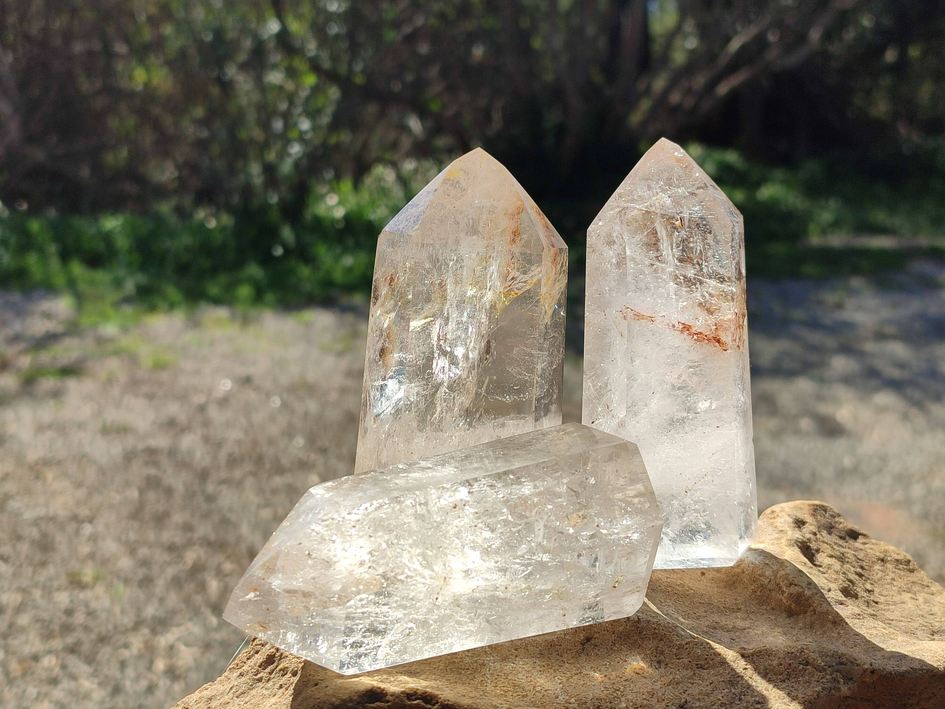 Polished Clear Quartz Crystals x 6 From Madagascar - Toprock Gemstones and Minerals 