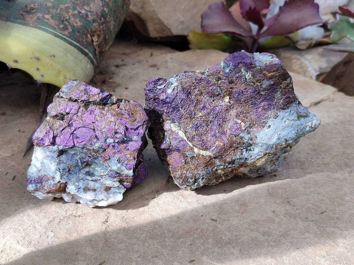 Natural Metallic Purpurite Cobbed Specimens x 4 From Erongo, Namibia - Toprock Gemstones and Minerals 