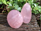 Polished Rose Quartz Standing Free Forms x 2 Madagascar - Toprock Gemstones and Minerals 