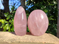Polished Rose Quartz Standing Free Forms x 2 Madagascar