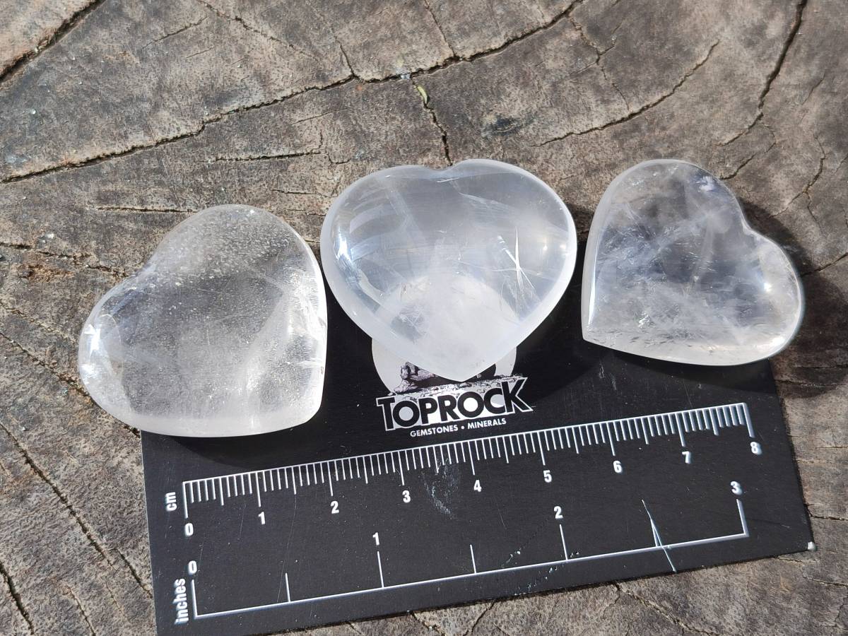 Polished Clear Quartz Hearts x 35 From Madagascar - Toprock Gemstones and Minerals 