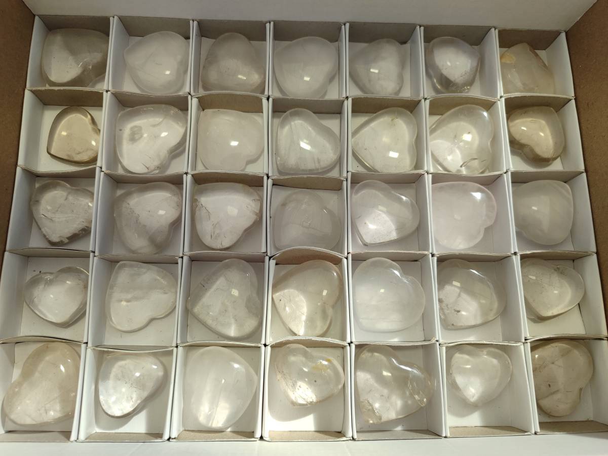 Polished Clear Quartz Hearts x 35 From Madagascar - Toprock Gemstones and Minerals 