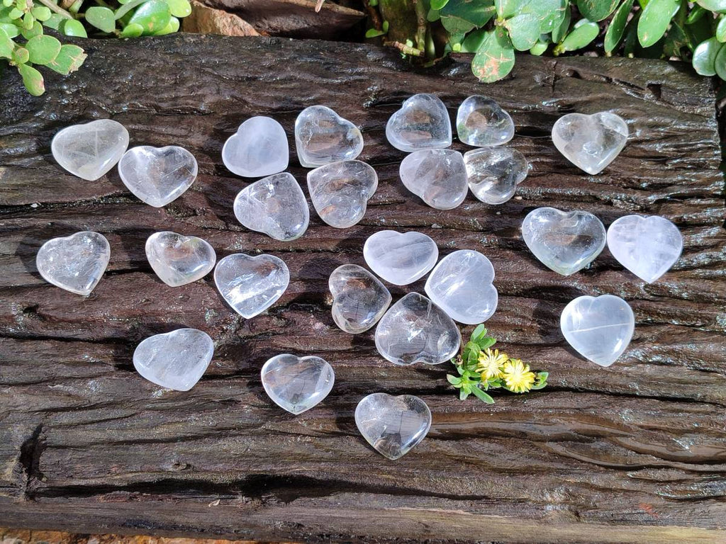 Polished Clear Quartz Hearts x 35 From Madagascar - Toprock Gemstones and Minerals 