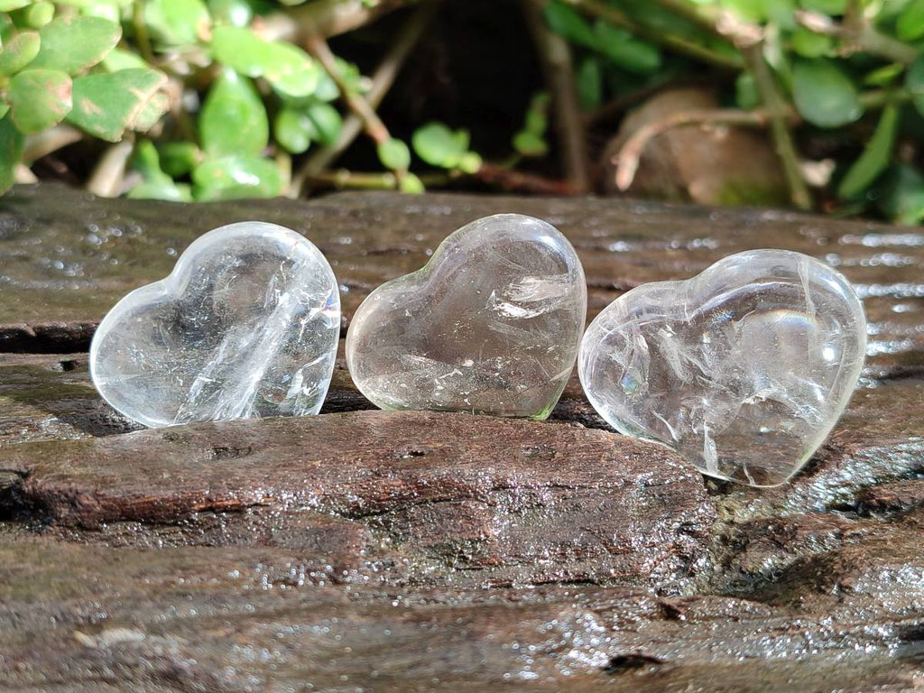 Polished Clear Quartz Hearts x 35 From Madagascar - Toprock Gemstones and Minerals 