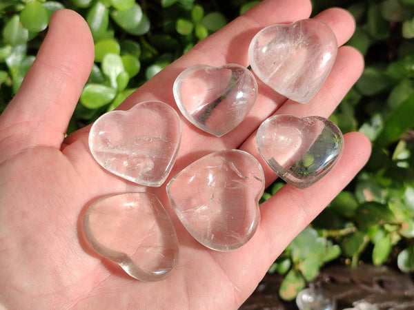 Polished Clear Quartz Hearts x 35 From Madagascar