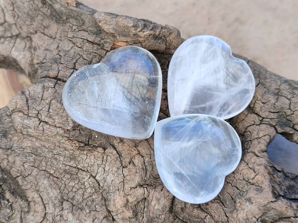 Polished Clear Quartz Hearts x 35 From Madagascar - Toprock Gemstones and Minerals 