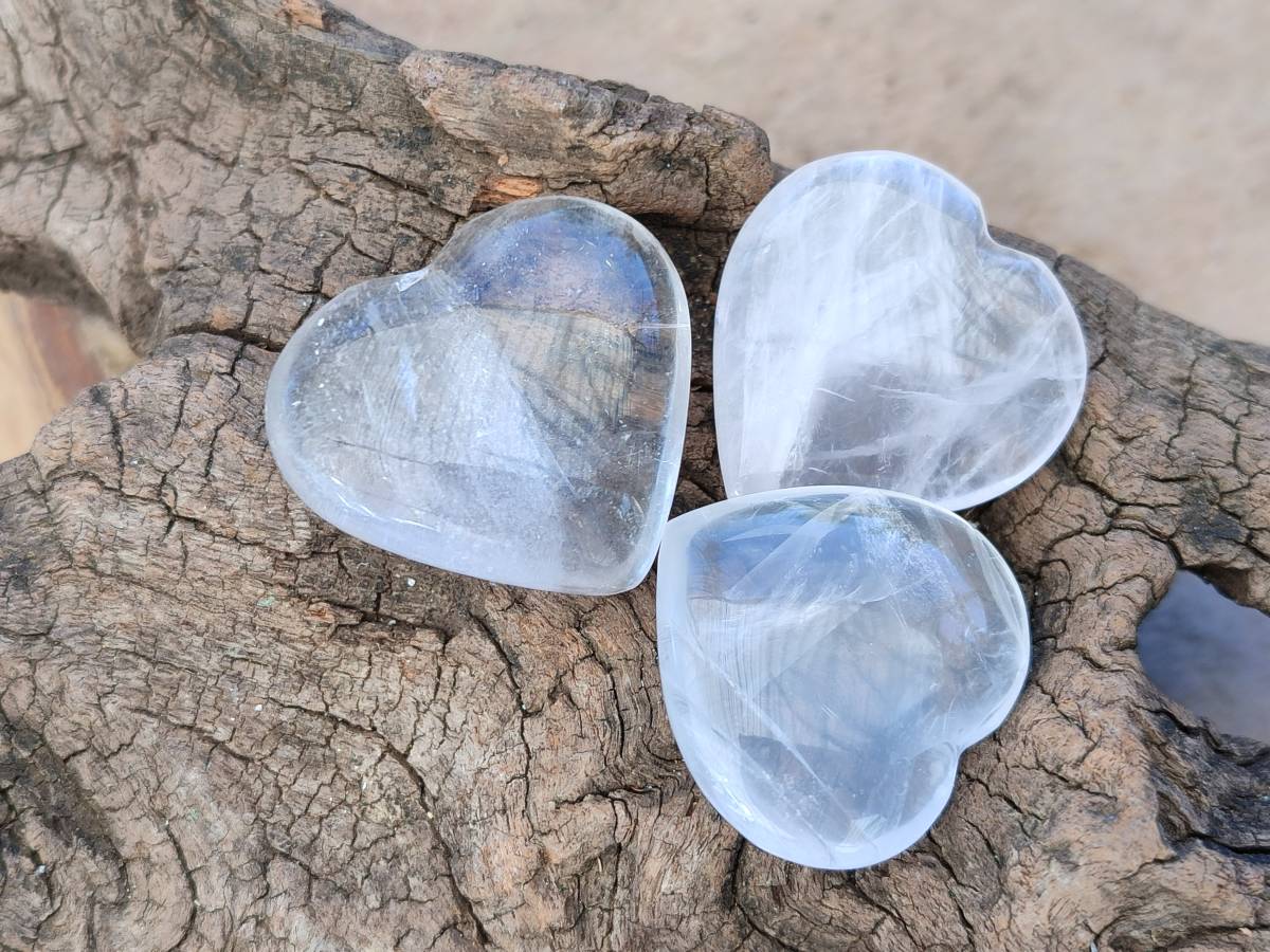 Polished Clear Quartz Hearts x 35 From Madagascar - Toprock Gemstones and Minerals 