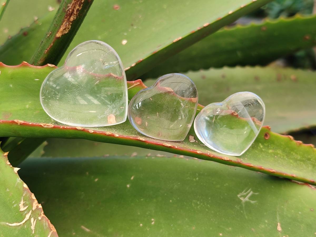 Polished Clear Quartz Hearts x 35 From Madagascar - Toprock Gemstones and Minerals 