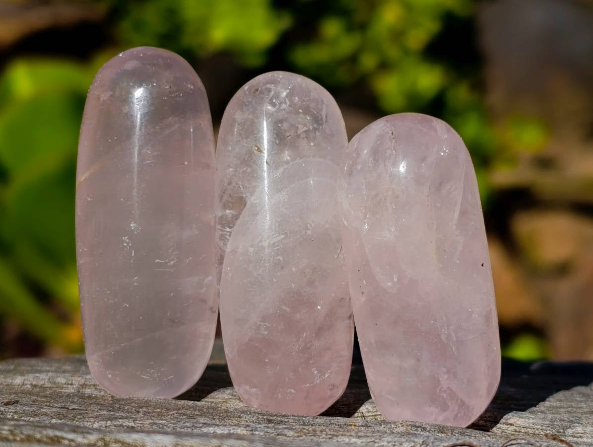 Polished Rose Quartz Bullets x 21 From Madagascar - Toprock Gemstones and Minerals 