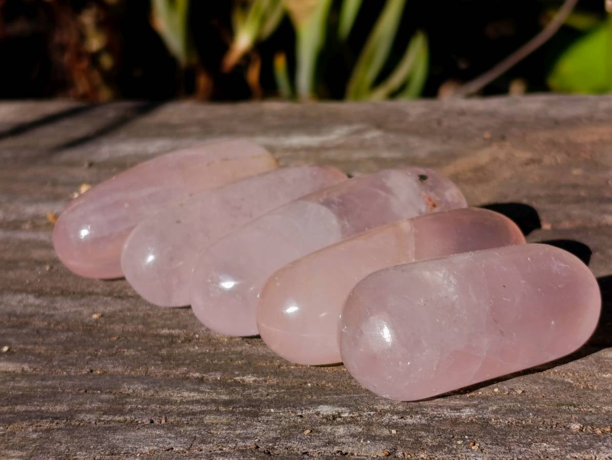 Polished Rose Quartz Bullets x 21 From Madagascar - Toprock Gemstones and Minerals 