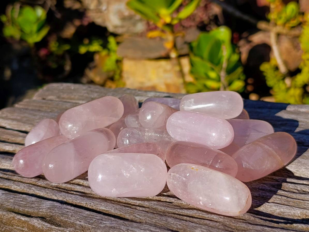 Polished Rose Quartz Bullets x 21 From Madagascar - Toprock Gemstones and Minerals 