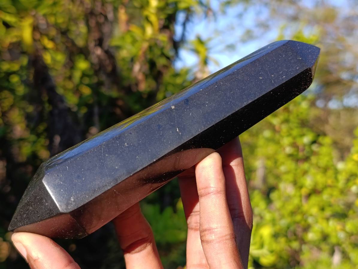 Polished Double Terminated Black Basalt Points x 4 From Madagascar - Toprock Gemstones and Minerals 