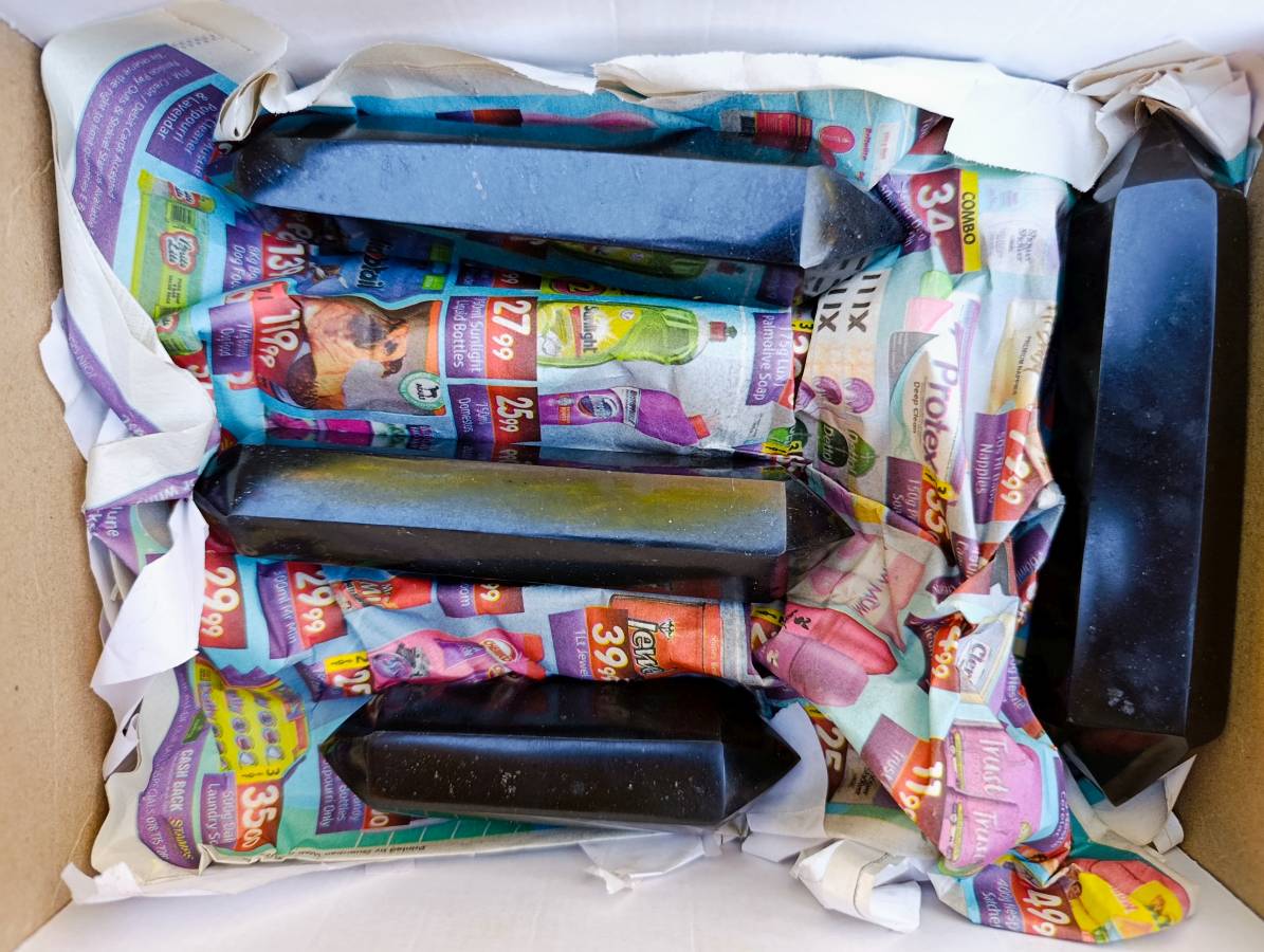 Polished Double Terminated Black Basalt Points x 4 From Madagascar - Toprock Gemstones and Minerals 