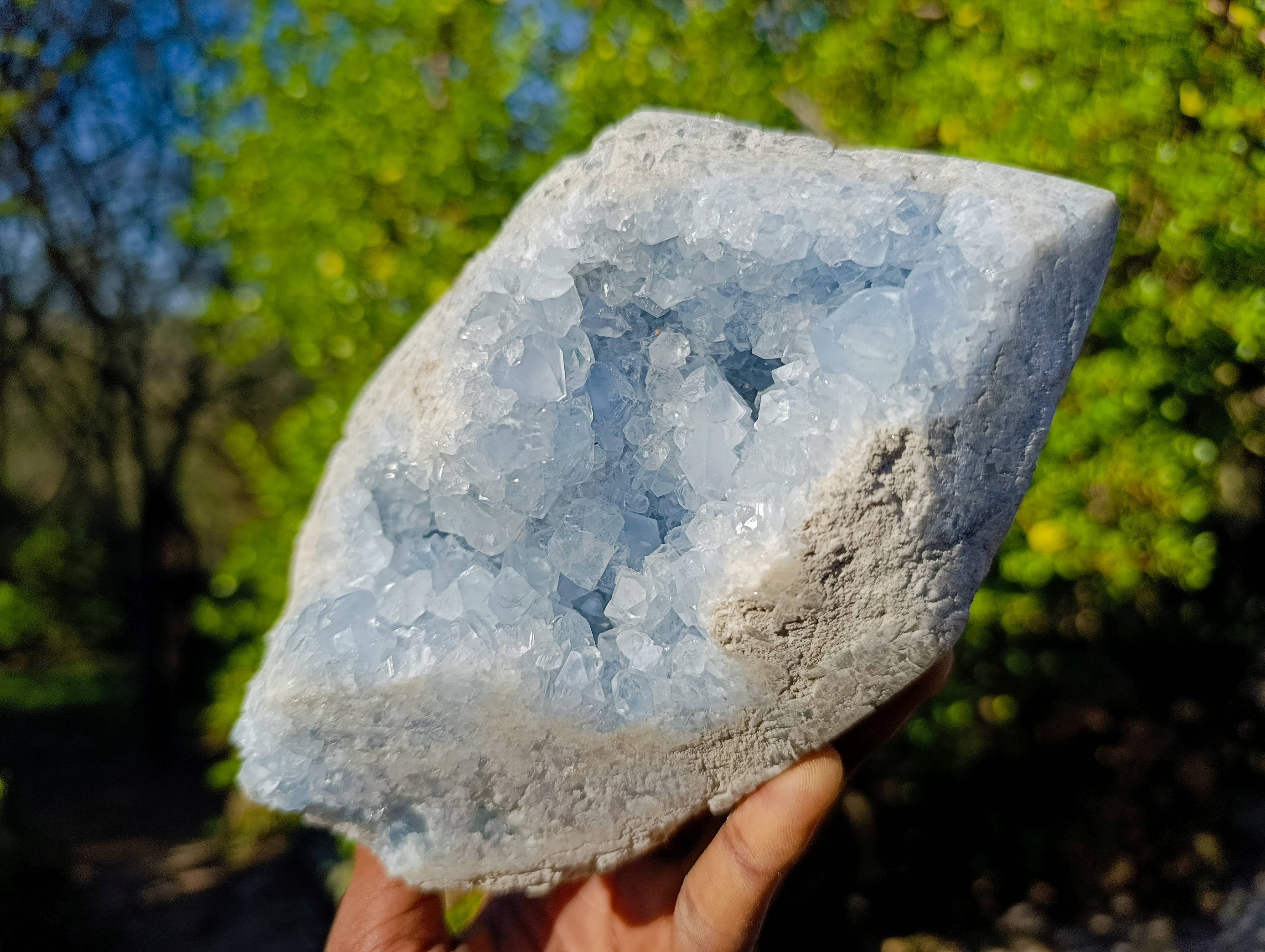 Polished Celestite Standing Free Form x 1 From Sakoany, Madagascar - Toprock Gemstones and Minerals 