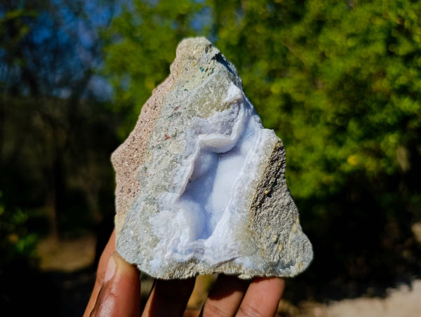 Natural Blue Lace Agate Geode Specimens x 12 From Malawi