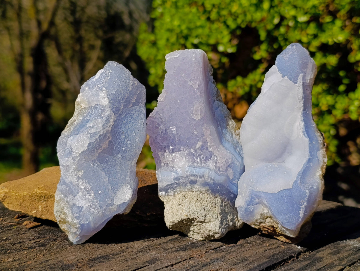 Natural Blue Lace Agate Geode Specimens x 12 From Malawi - Toprock Gemstones and Minerals 