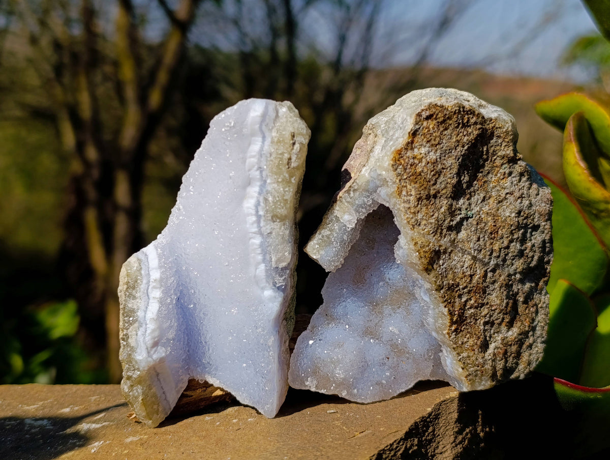 Natural Blue Lace Agate Geode Specimens x 12 From Malawi - Toprock Gemstones and Minerals 