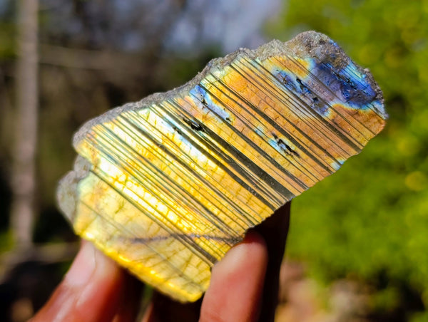 Polished On One Side Labradorite x 35 From Tulear, Madagascar - Toprock Gemstones and Minerals 