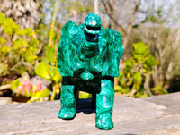 Hand Made Flower Banded Malachite Elephant Carving x 1 From Congo