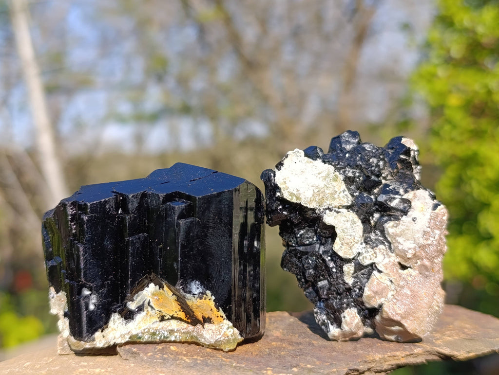 Natural Schorl Black Tourmaline Specimens x 6 From Erongo, Namibia - Toprock Gemstones and Minerals 