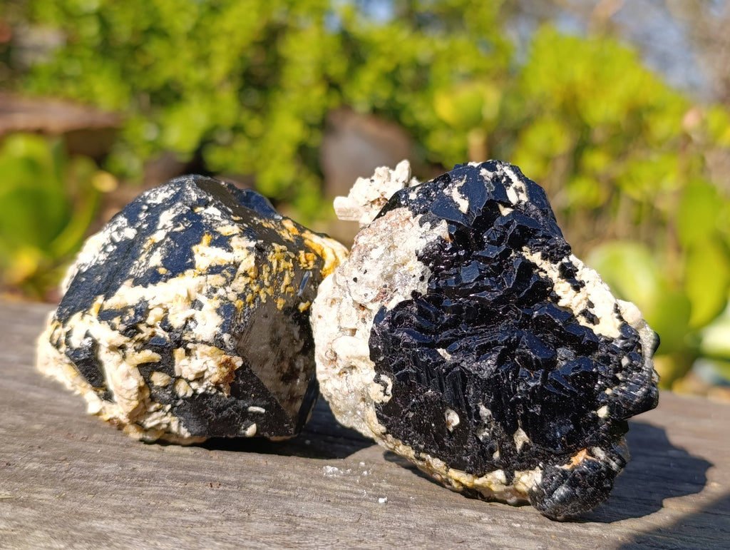 Natural Schorl Black Tourmaline Specimens x 6 From Erongo, Namibia - Toprock Gemstones and Minerals 