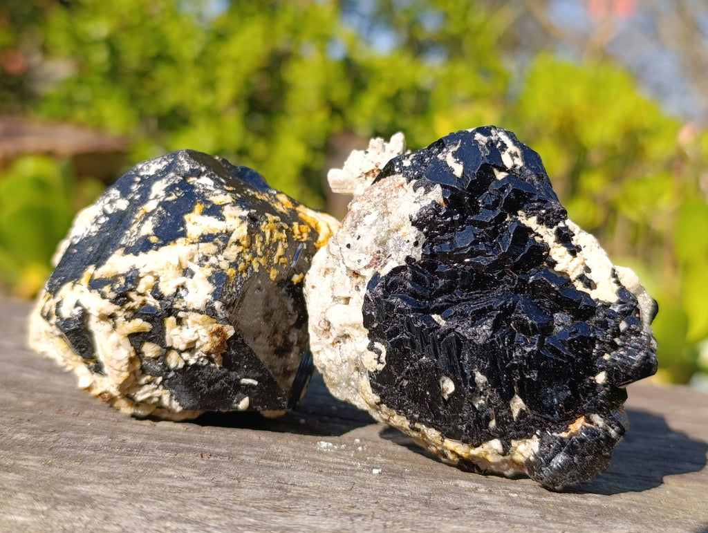 Natural Schorl Black Tourmaline Specimens x 6 From Erongo, Namibia - Toprock Gemstones and Minerals 