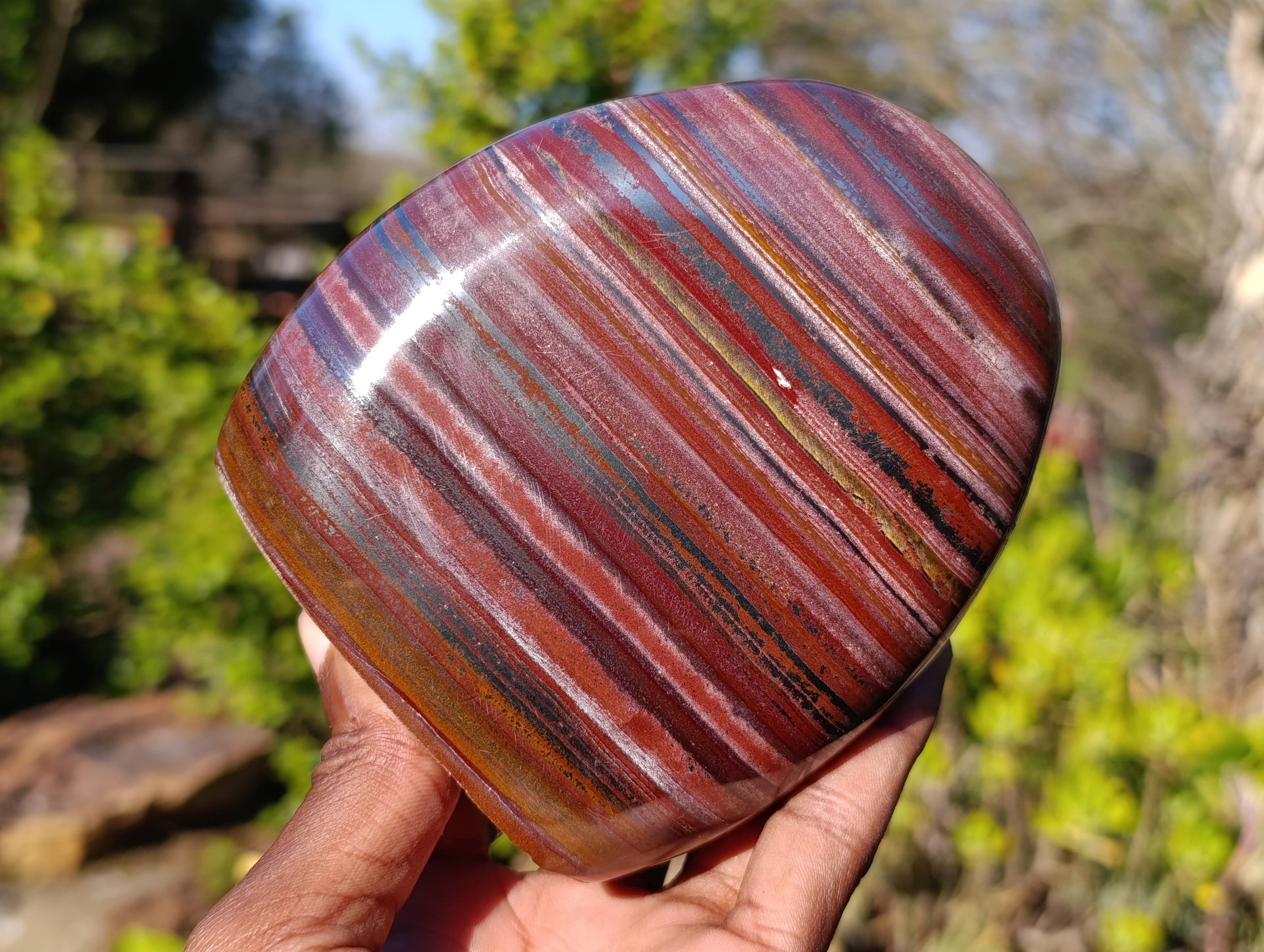 Polished Banded Tiger Iron Jasper Standing Free Forms x 2 From South Africa - Toprock Gemstones and Minerals 