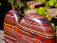 Polished Banded Tiger Iron Jasper Standing Free Forms x 2 From South Africa