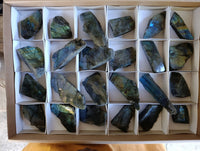 Polished On One Side Labradorite x 24 From Tulear, Madagascar - Toprock Gemstones and Minerals 
