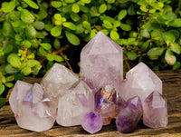 Polished Window Amethyst Crystals x 9 From Madagascar - Toprock Gemstones and Minerals 