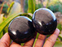 Polished Black Basalt Palm Stones x 6 From Madagascar - Toprock Gemstones and Minerals 