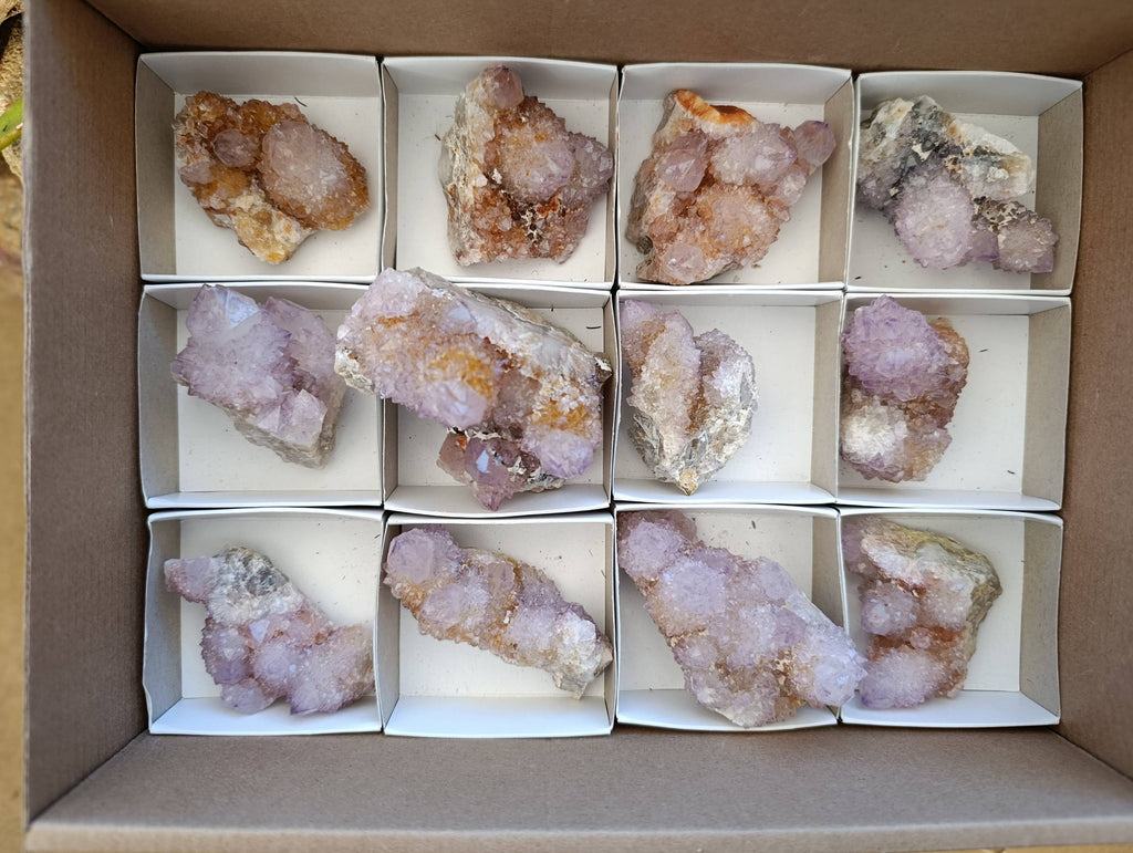 Natural Amethyst Spirit Quartz Clusters x 12 From Boekenhouthoek, South Africa - Toprock Gemstones and Minerals 