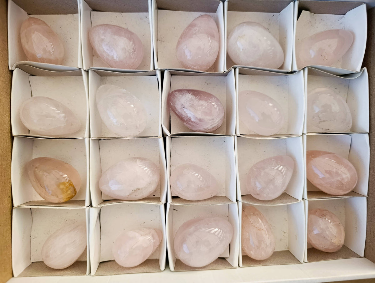 Polished Rose Quartz Eggs x 20 From Madagascar - Toprock Gemstones and Minerals 