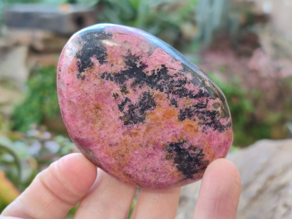 Polished Rhodonite Palm Stones x 6 From Rhusinga, Zimbabwe - Toprock Gemstones and Minerals 