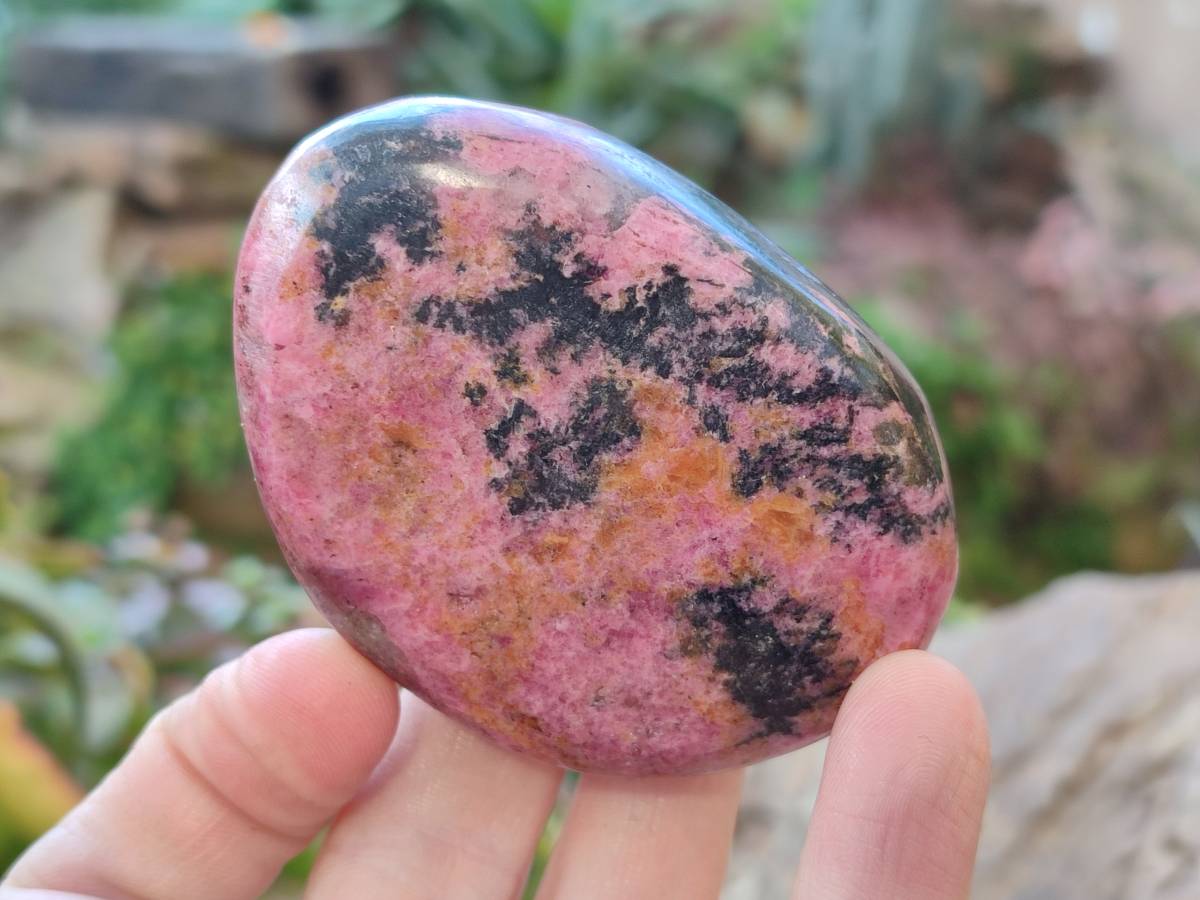Polished Rhodonite Palm Stones x 6 From Rhusinga, Zimbabwe - Toprock Gemstones and Minerals 